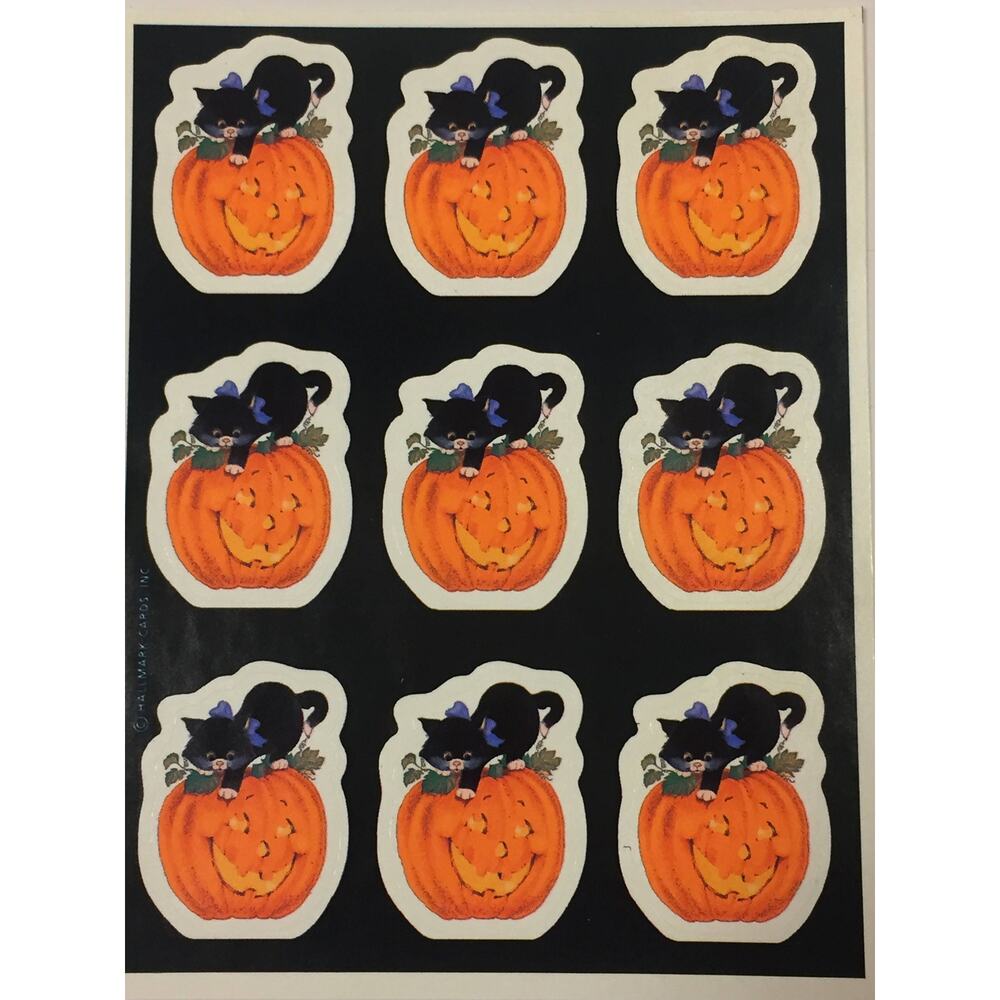 Halloween Kittens Black Cat Vintage Single Sticker Sheet 1980's Scrap Booking St